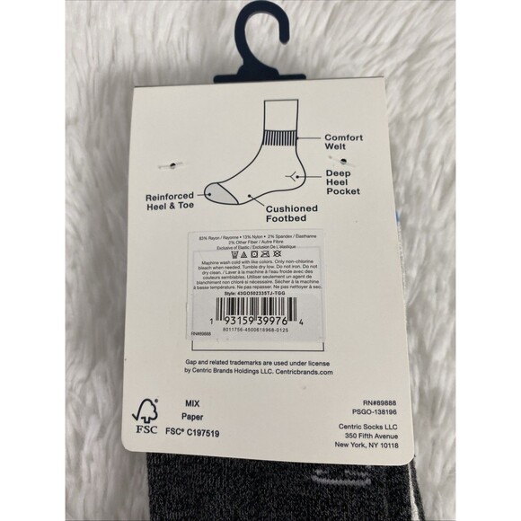 GAP Men’s Premium Cushioned Quarters Socks 4 Pairs Shoe Size 6-12 Beige Charcoal - Picture 4 of 8